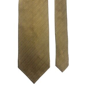Jos A Bank Tie Mens Gold Brown Silk Made Italy Geometric Pattern Classic Necktie